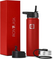 Fire Red Iron Flask Sports Bottle, 22 Oz