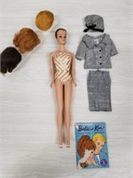 1963 fashion Queen Barbie with 3 wigs and holder