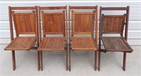 4 Old Wood Folding Chairs