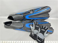 Mares 11-12 dive fins aqua lung gloves