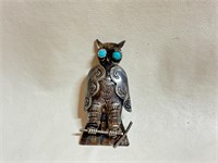 Silver and Torquiose Owl Pin