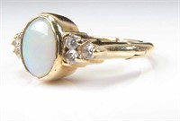 Opal and Diamond Fingermate Ring, 14K