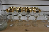 8 GOLD TRIM STEMWARE GLASSES