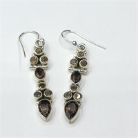 $400 Silver Smokey Quartz Earrings