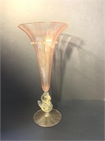 VINTAGE HAND BLOWN MURANO  SWAN VASE 15 " TALL