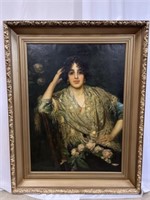 Large Oil on Canvas of a Gypsy, Signed L. Carnero,