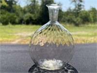 Clear Quilted Pontiled Bottle with Tooled Flared