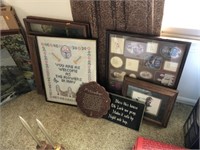 Assorted Paintings, Cross Stitch And Frames