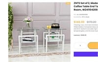 2 Glass End tables white legs