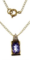 14kt Gold Natural Tanzanite & Diamond Necklace