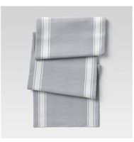 Cotton Striped Bistro Table Runner Gray