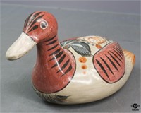 Hand Painted Glazed Pottery Duck Figurine