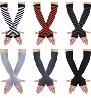 6 PAIRS KNIT ARM WARMER THUMB HOLE STRETCHY