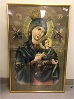 A well framed religious art work; approx. 25" x 36