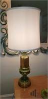 Mid Century Green Table Lamp with Gold Flick