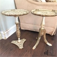 Pair of Small Ornate Gold Toned Side Tables