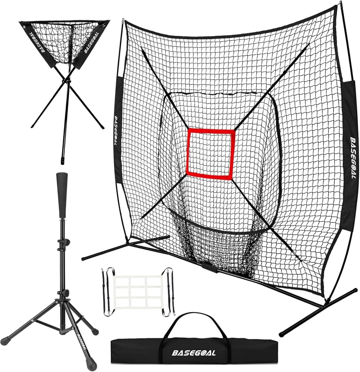 7'7' Baseball Softball Practice Net with Tee