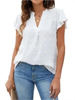 C288  Fantaslook V-Neck Ruffle Sleeve Top