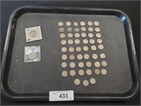 2 1926 Standing Liberty Coins, 51 Mercury Dimes.