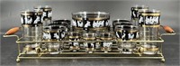 MCM Gold&Black Highball Drink Glass Set In