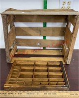 Vintage Wooden Crate & Printers Typeset Drawer /