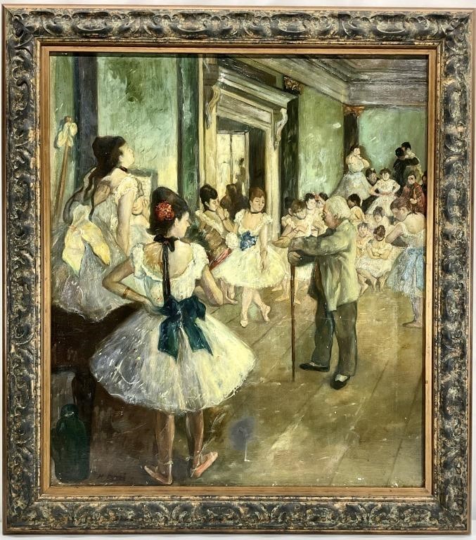 Ballet Class Antique Painting After Edgar Degas