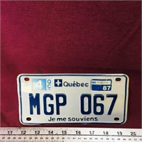 1987 Quebec Motorcycle License Plate