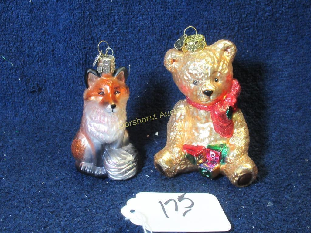 (2) OLD WORLD CHRISTMAS GLASS ORNAMENTS