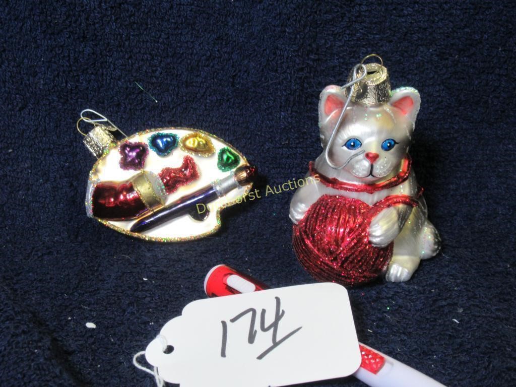 (2) OLD WORLD CHRISTMAS GLASS ORNAMENTS