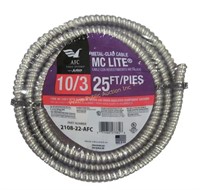 AFC $104 Retail 10/3 x 25' Solid MC Lite Cable,