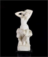 FRENCH WHITE MARBLE SCULPTURE OF A NUDE FIGURE