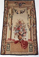 Loomed Tapestry, urn with flowers between