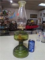 VTG Green Glass Kerosene Lamp