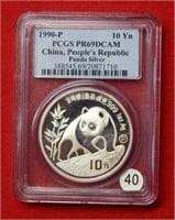 1990 Chinese Panda 10 Yuan PCGS PR69DCAM Silver Oz