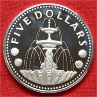 1975 Barbados Silver $5 Commemorative Proof
