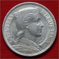 1929 Latvia Silver 5 Lati