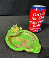 SIGNED WELLER POTTERY FROG ON LILY PAD