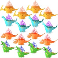 Dinosaur Cupcake Wrappers Toppers Set x7