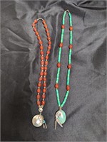 2 Piece Beaded Necklace with Silver Accents