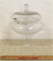 COVERED GLASS COMPOTE DISH