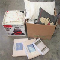 Throw Pillows, Blankets & Box Of Twin Sheet Sets