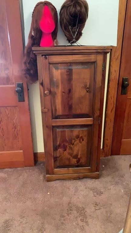 Wooden Cabinet with Contents