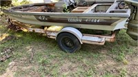 15ft fiberglass terry boat, dilly trailer , 85