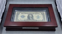 1923 large note $1 silver certificate in display