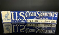 U. S. Cream Separators Ellsworth Kansas Tin Tacke