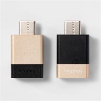 USB-a to USB-C 2 Pk Adapter - Heyday™ Black/Gold