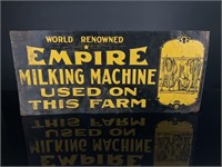 Empire Milking Machine Cow Sign Early Tin Tacker