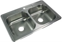 STAINLESS STEEL SINK EQUAL DOUBLE BOWL TOP MOUNT