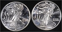 (2) 1 OZ .999 SILVER WALKING LIBERTY DESIGN ROUNDS