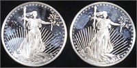 (2) 1 OZ .999 SILVER ST. GAUDENS ROUNDS